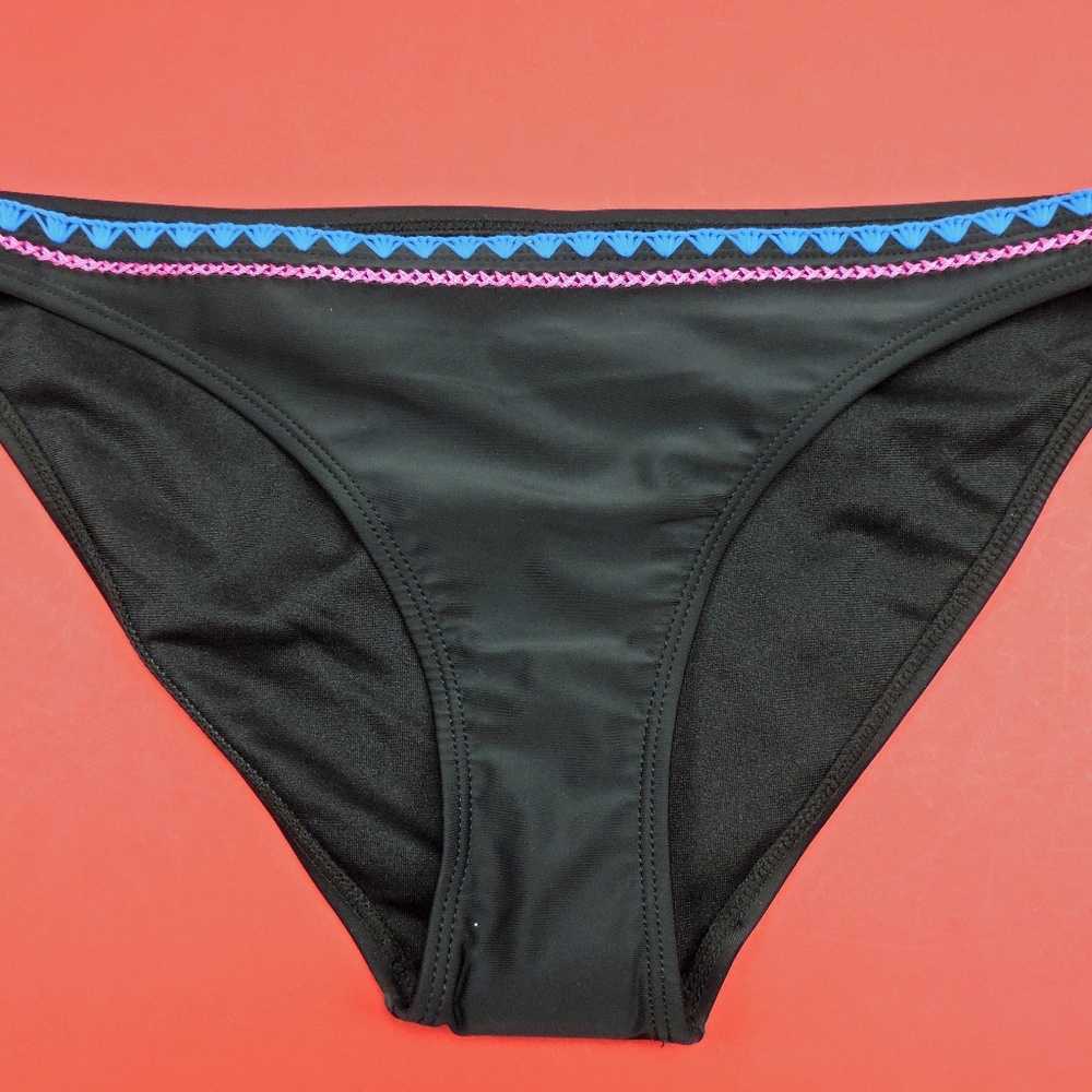 Ika-Kul Black Bikini Bottom With Embroidery Nwot